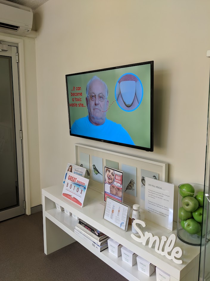 Channel D playing in a dental waiting room
