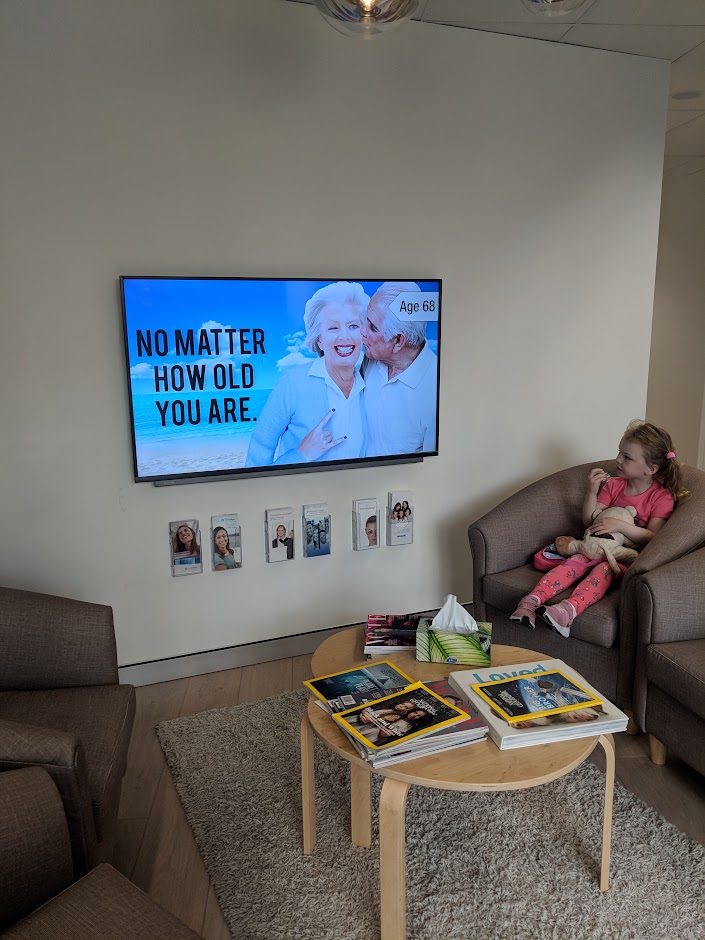 Channel D on screen in a dental practice